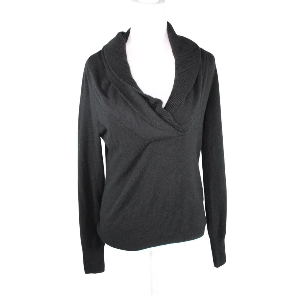 J.Crew Women's 100% Cashmere Black Cowl Neck Sweater Vintage Y2K